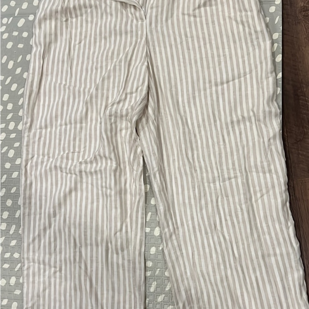 Abercrombie & Fitch Beige and White Striped Pants